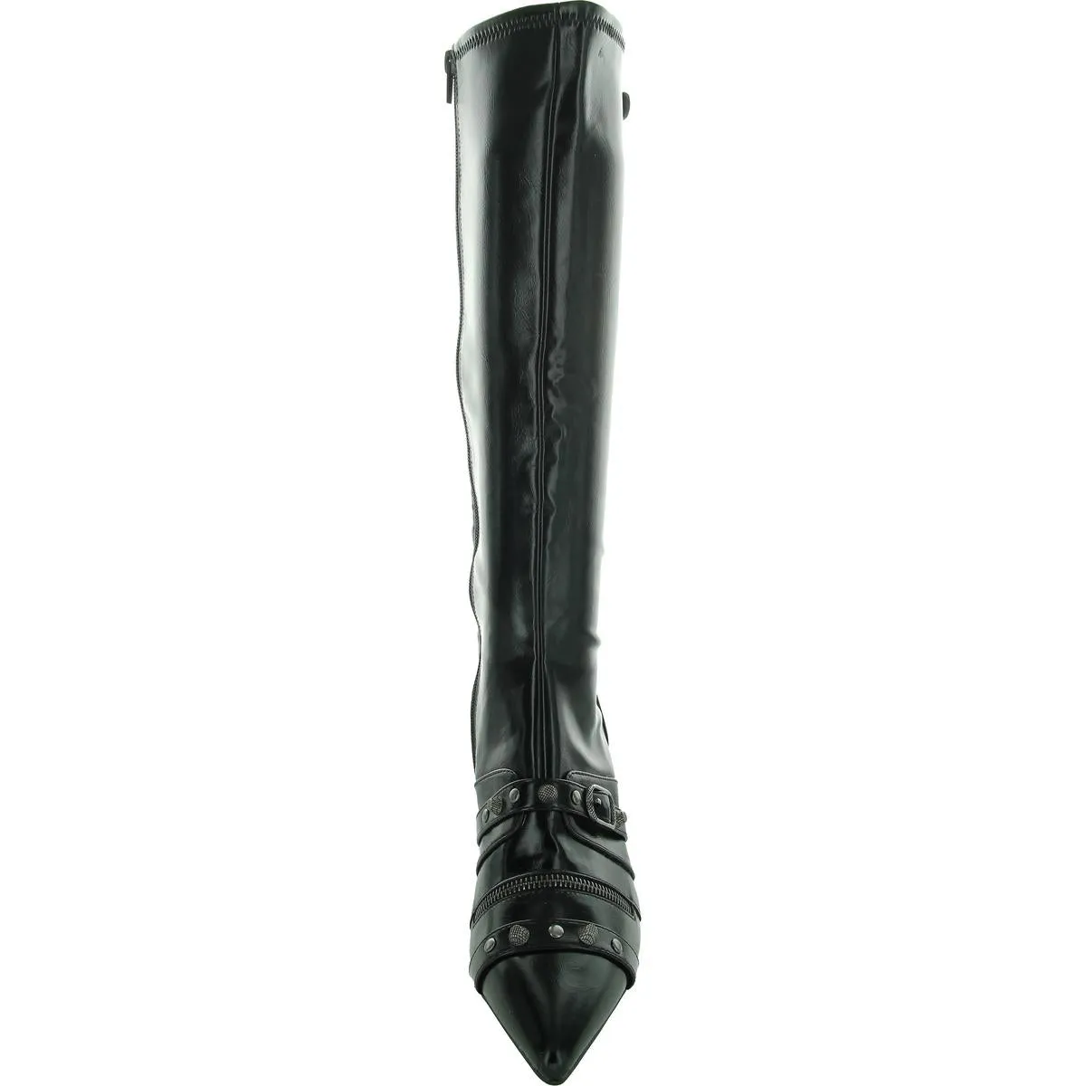 Womens Faux Leather Heeled Knee-High Boots