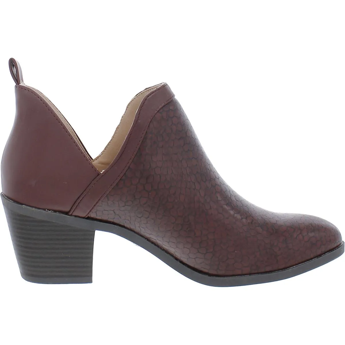 Womens Faux Leather Slip-On Ankle Boots