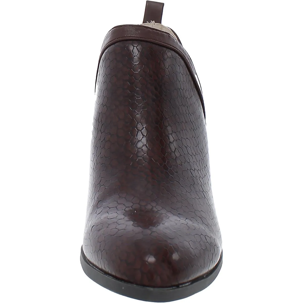 Womens Faux Leather Slip-On Ankle Boots
