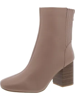 Womens Faux Leather Stretch Ankle Boots
