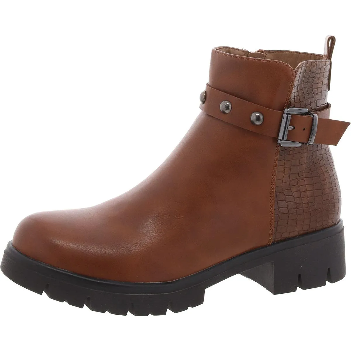 Womens Faux Leather Studded Booties