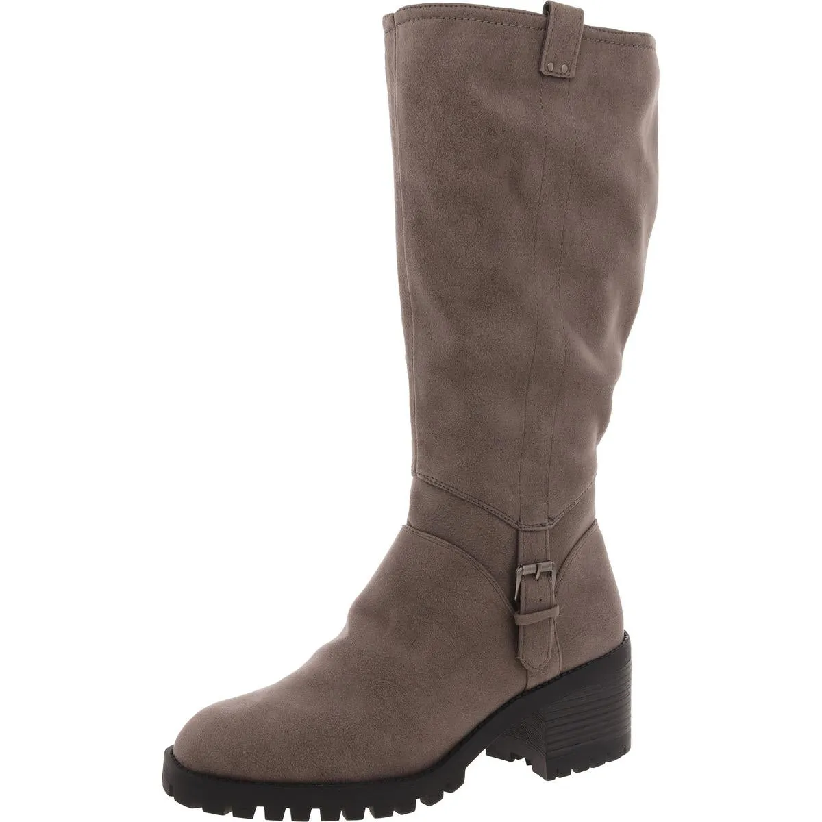 Womens Faux Leather Zipper Knee-High Boots