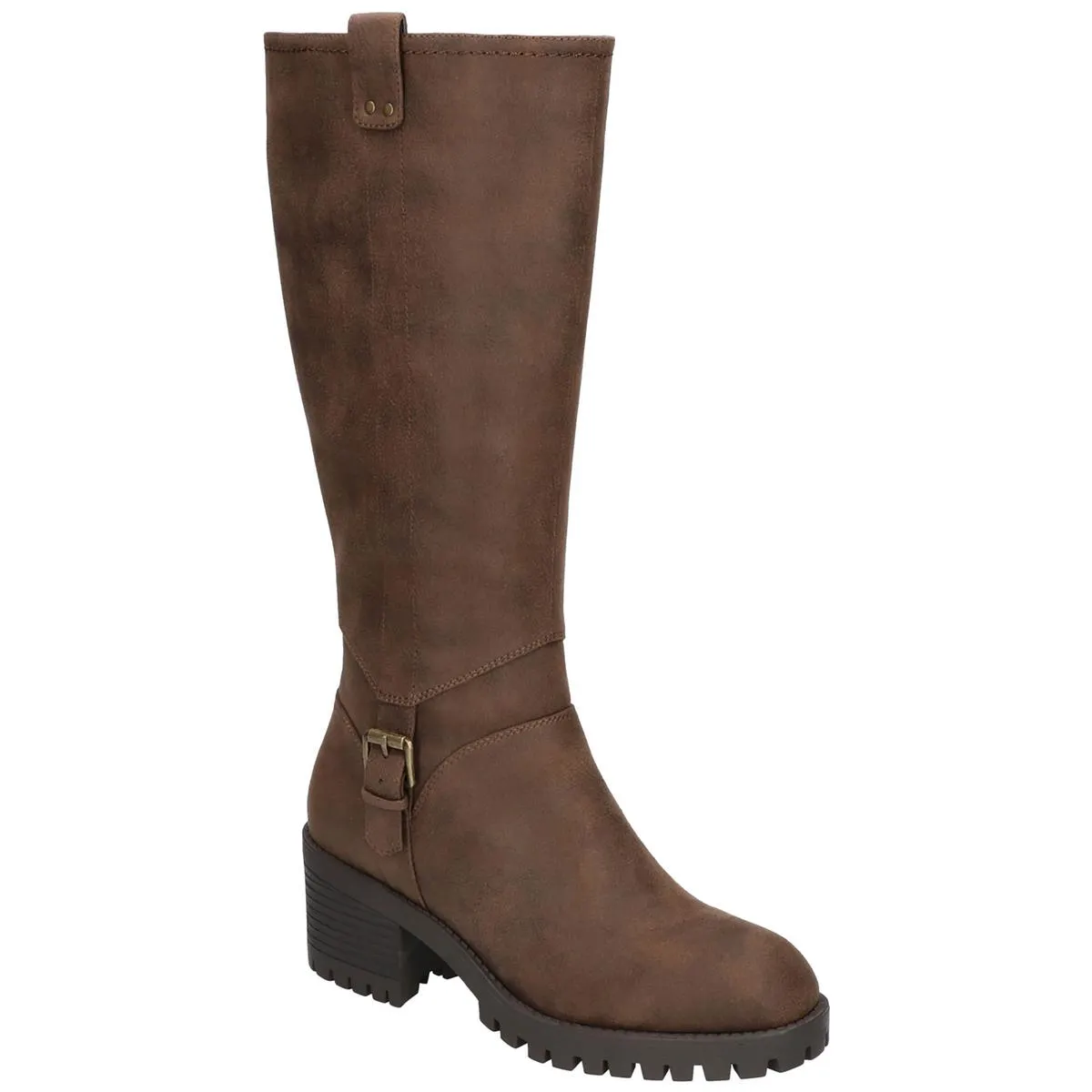 Womens Faux Leather Zipper Knee-High Boots
