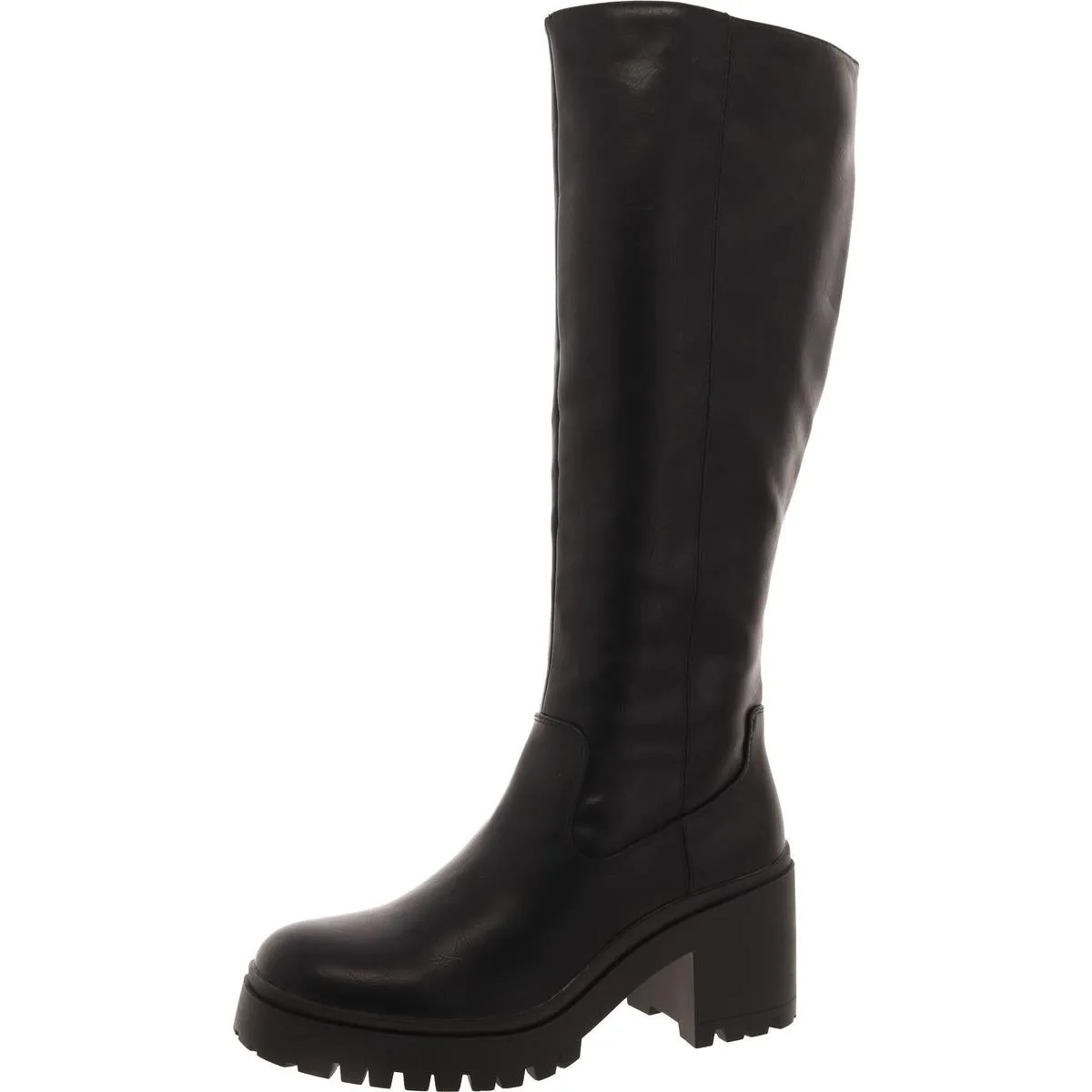 Womens Faux Leather Zipper Knee-High Boots