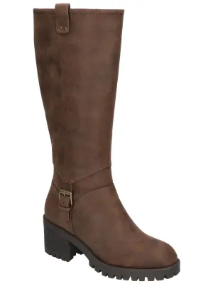 Womens Faux Leather Zipper Knee-High Boots