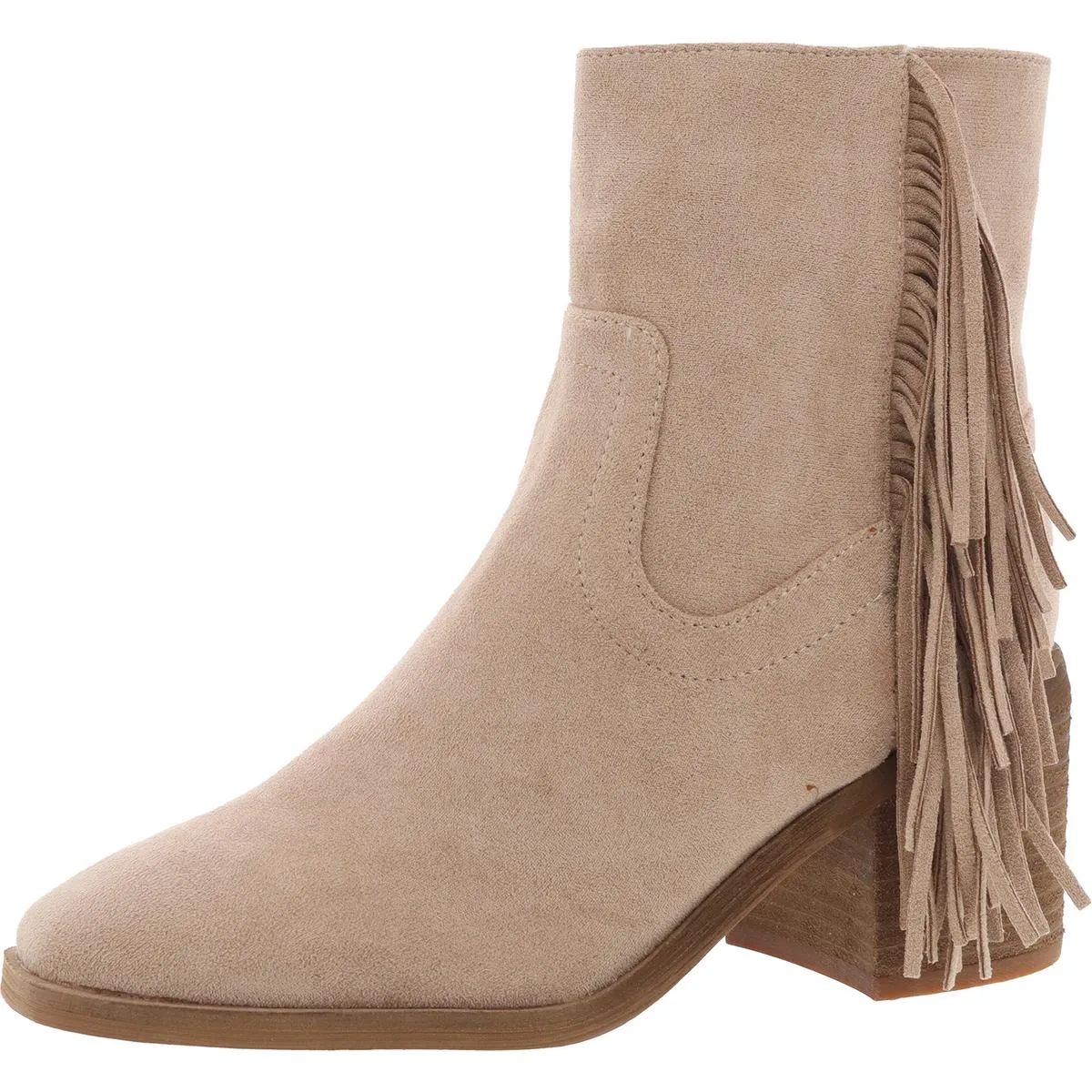 Womens Fringe Faux Suede Ankle Boots