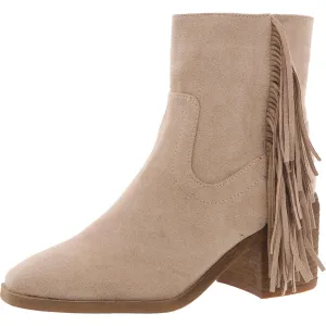 Womens Fringe Faux Suede Ankle Boots