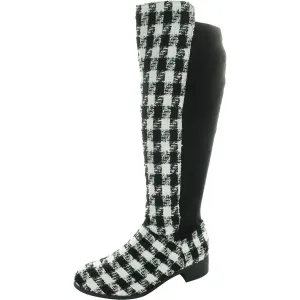 Womens Houndstooth Knee-High Boots