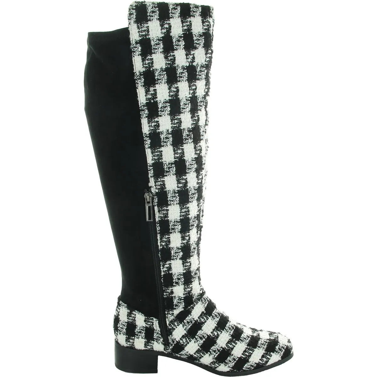 Womens Houndstooth Knee-High Boots