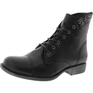 Womens Lace-Up Leather Ankle Boots