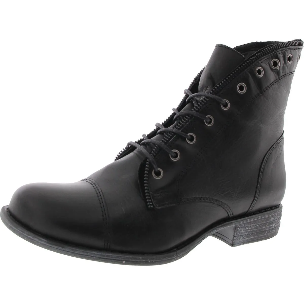 Womens Lace-Up Leather Ankle Boots
