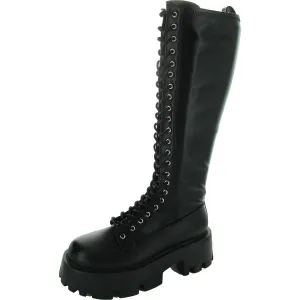 Womens Lace-Up Man Made Knee-High Boots