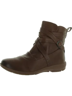 Womens Leather Buckle Ankle Boots