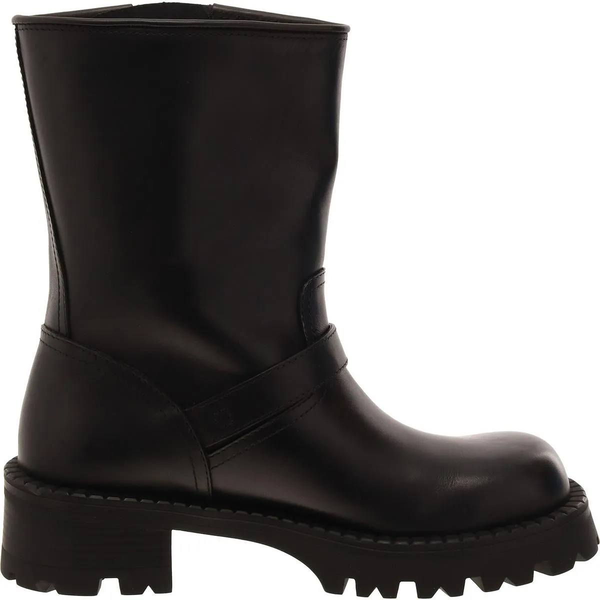 Womens Leather Mid-Calf Motorcycle Boots