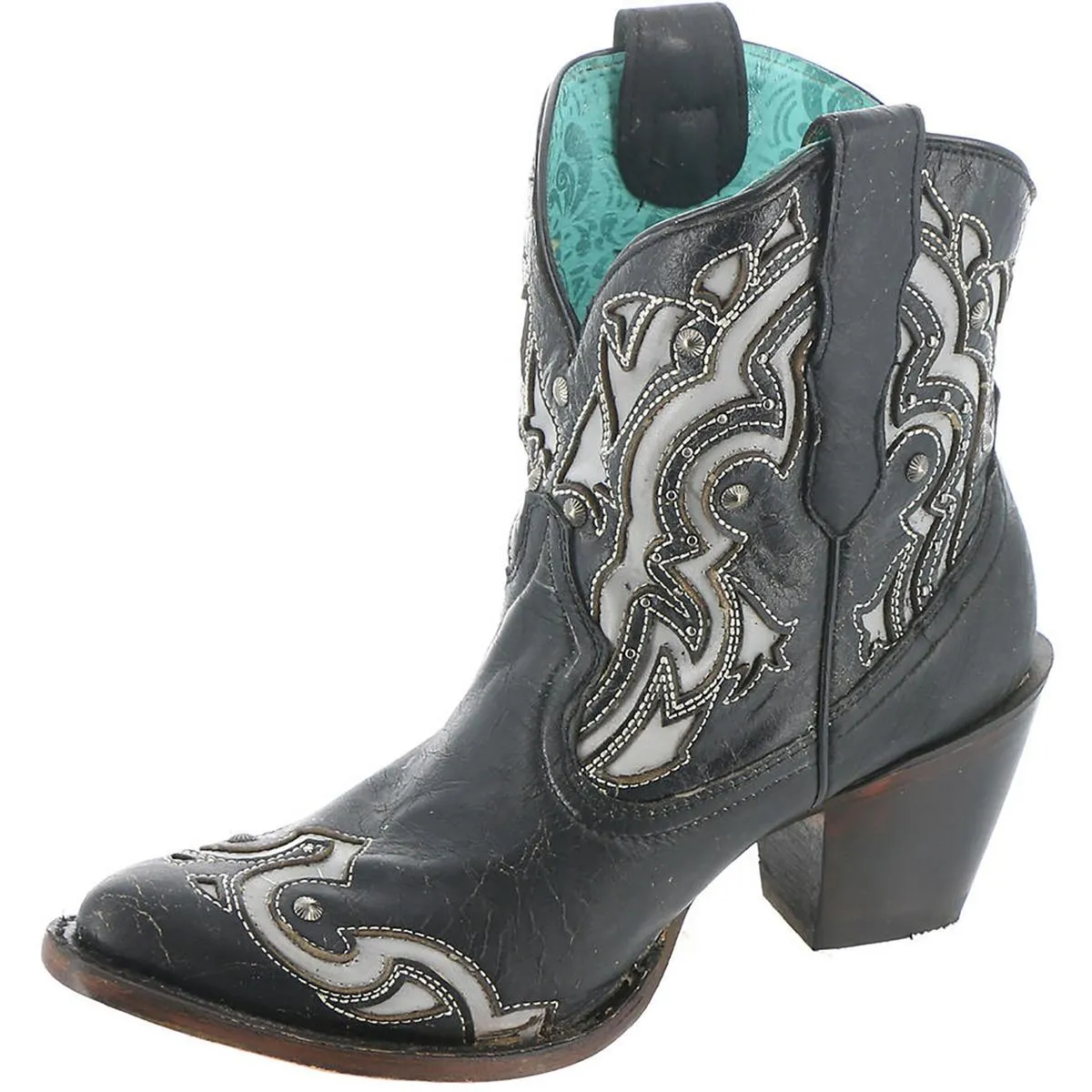 Womens Leather Studded Cowboy, Western Boots