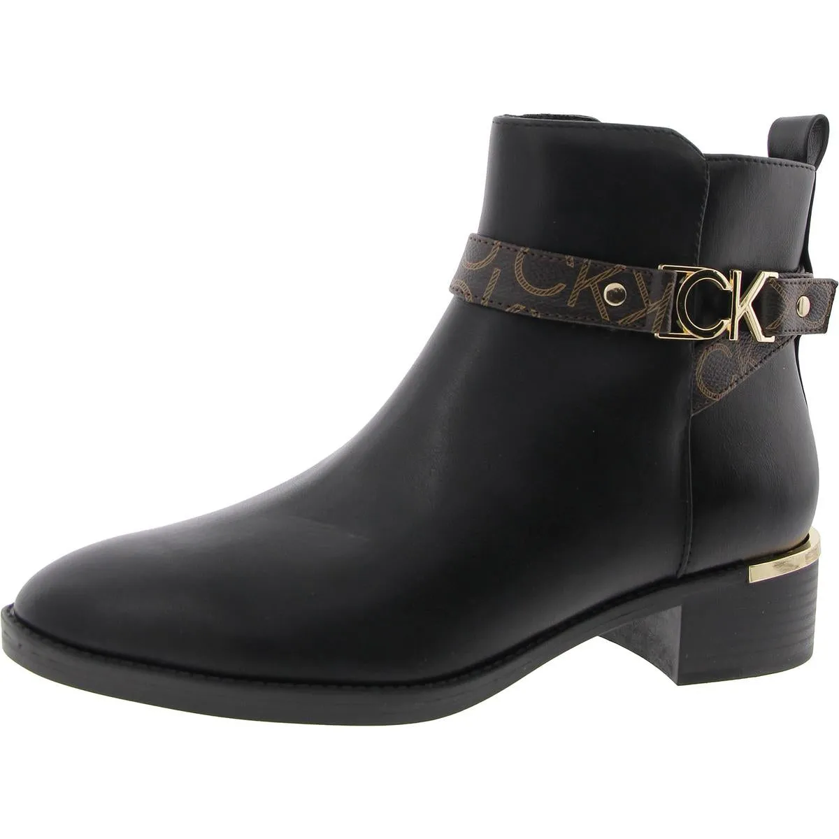 Womens Logo Faux Leather Ankle Boots