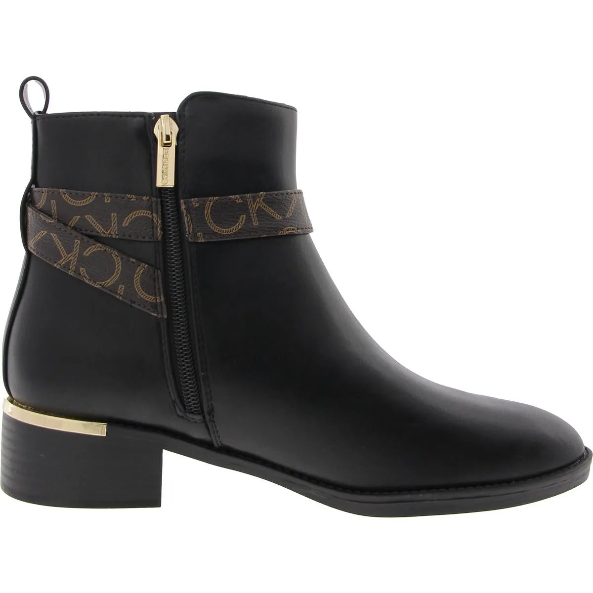 Womens Logo Faux Leather Ankle Boots