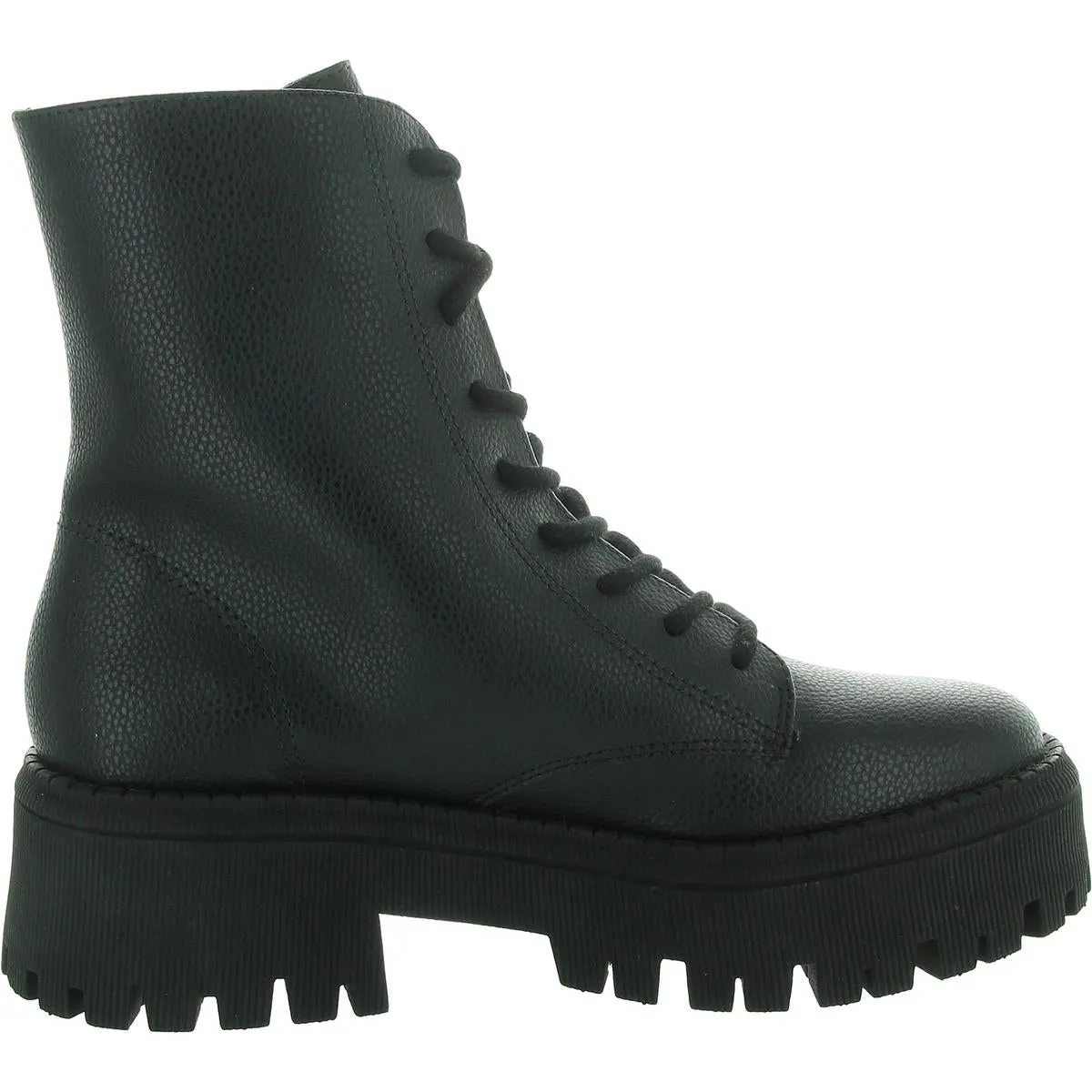 Womens Lugged Sole Leather Combat & Lace-Up Boots