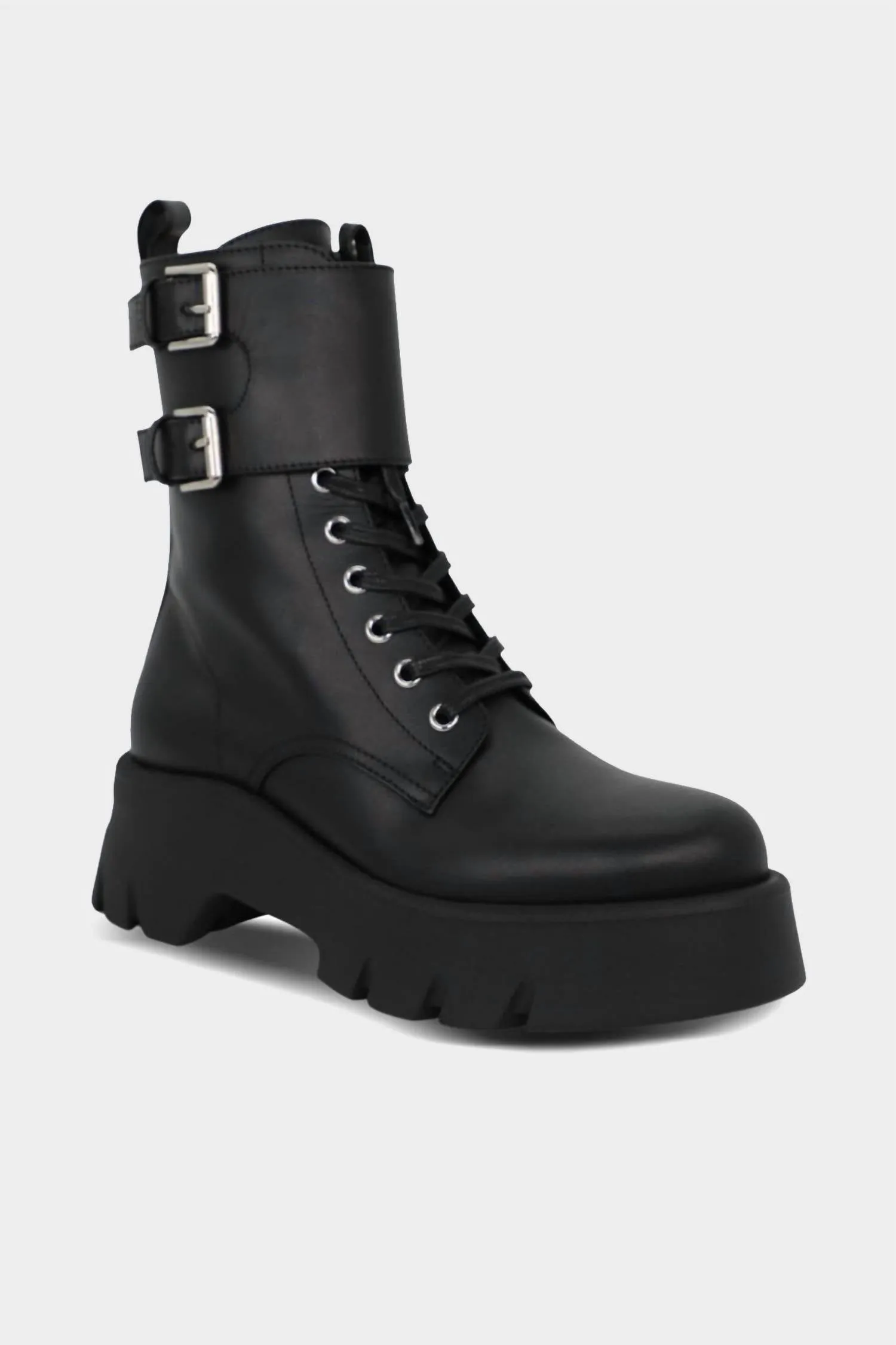 Women's Marloe Leather Combat Boots In Black