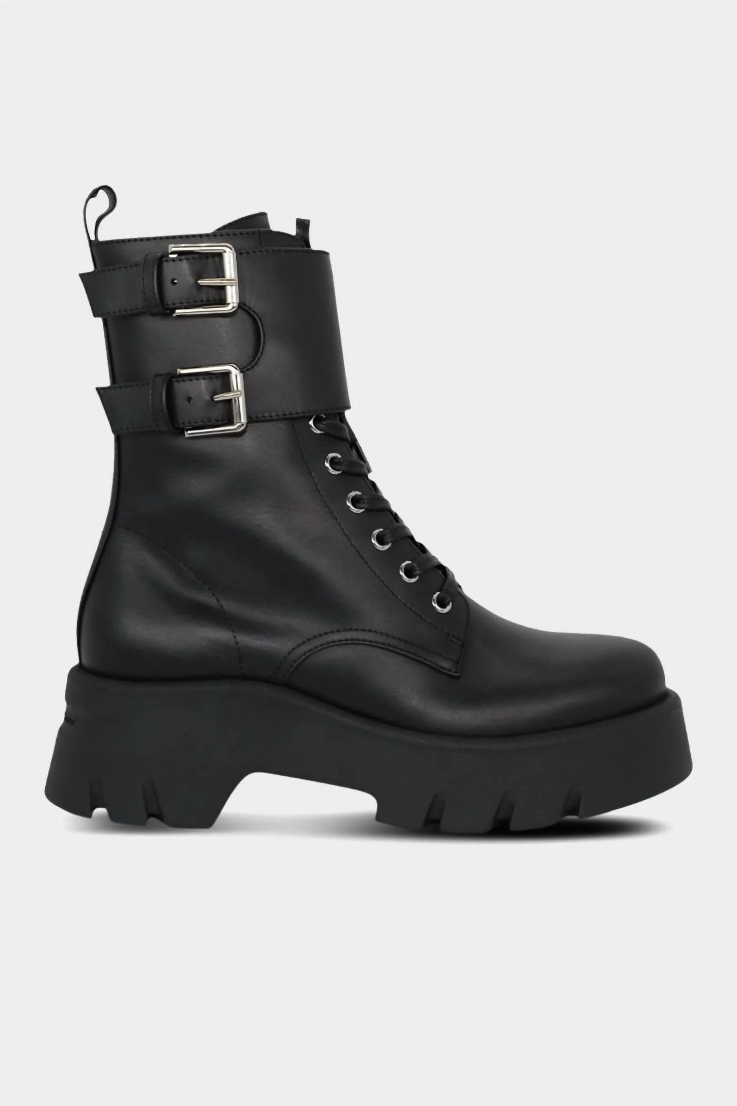 Women's Marloe Leather Combat Boots In Black