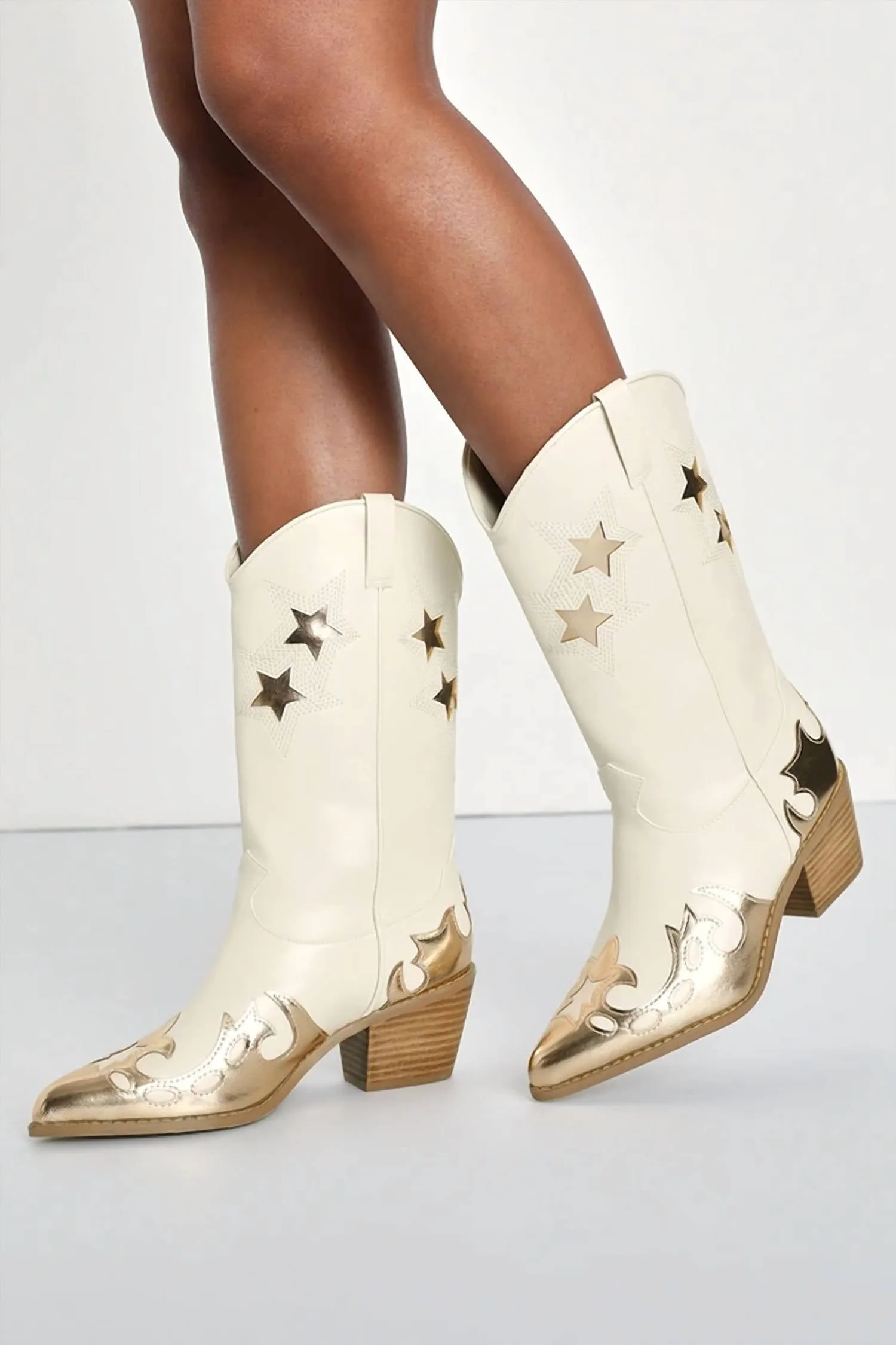 Women's Nico Boots In Ivory/gold Metallic