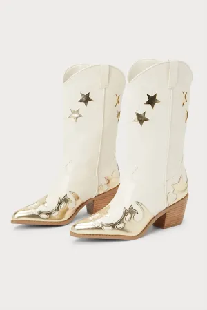 Women's Nico Boots In Ivory/gold Metallic