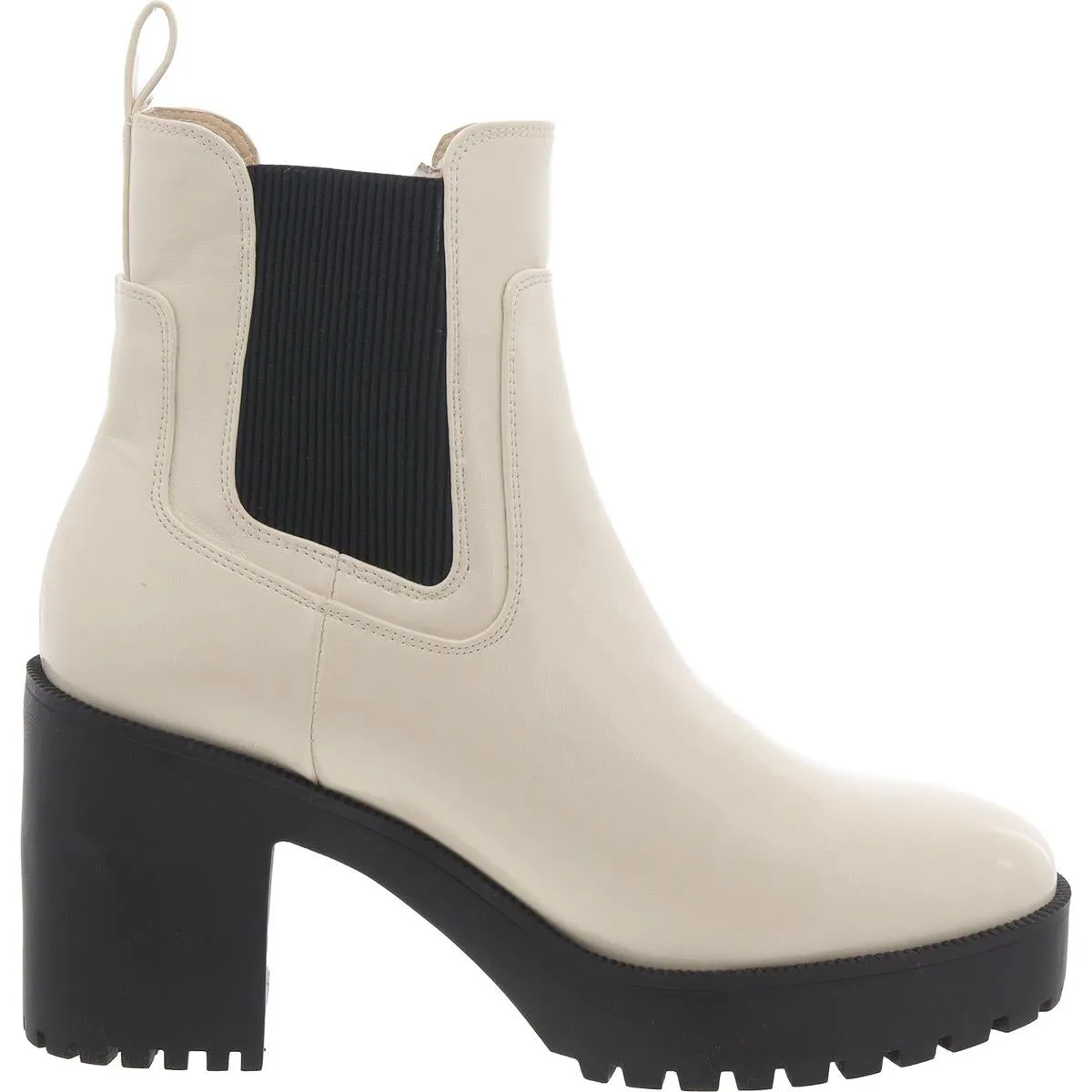 Womens Patent Block Heel Chelsea Boots