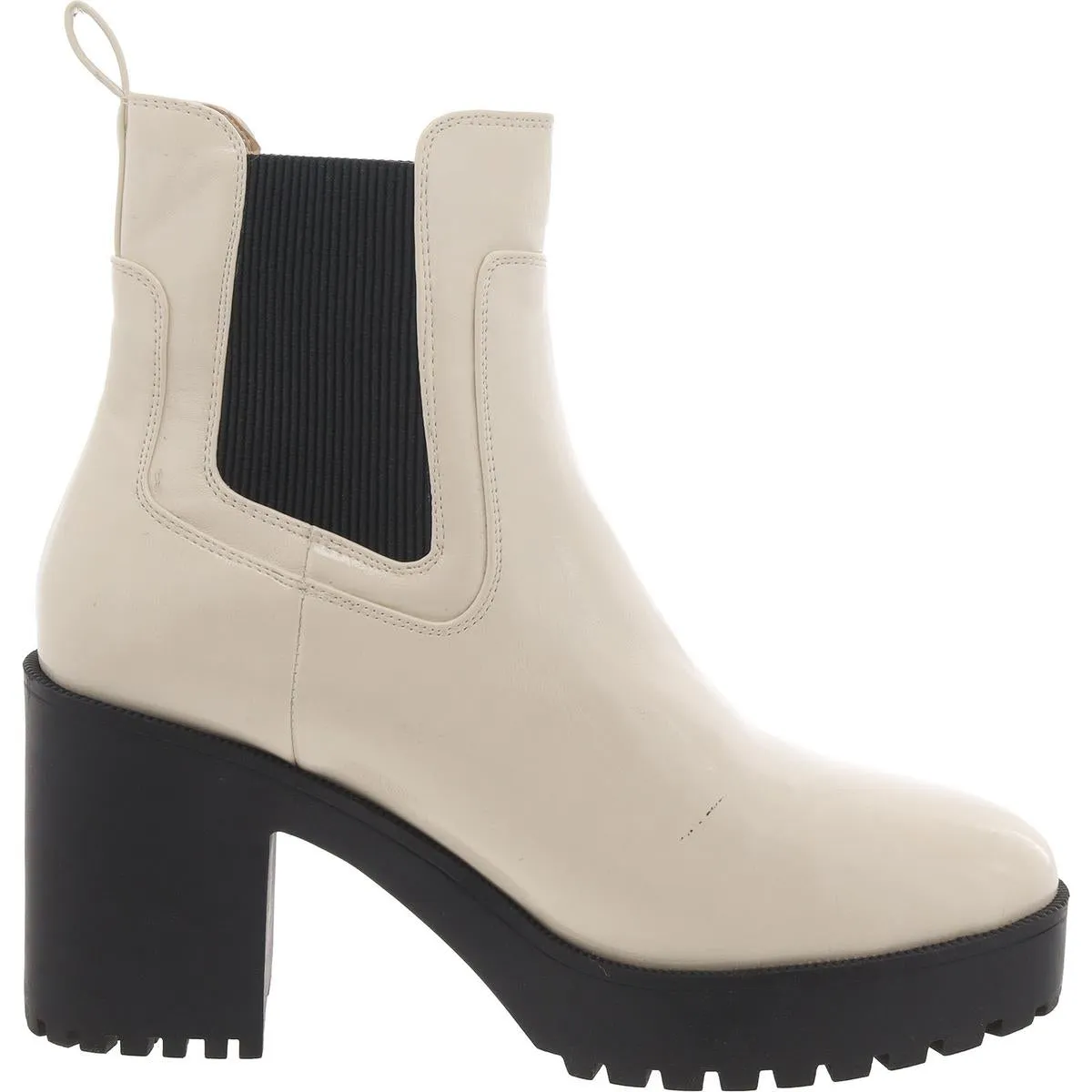 Womens Patent Block Heel Chelsea Boots