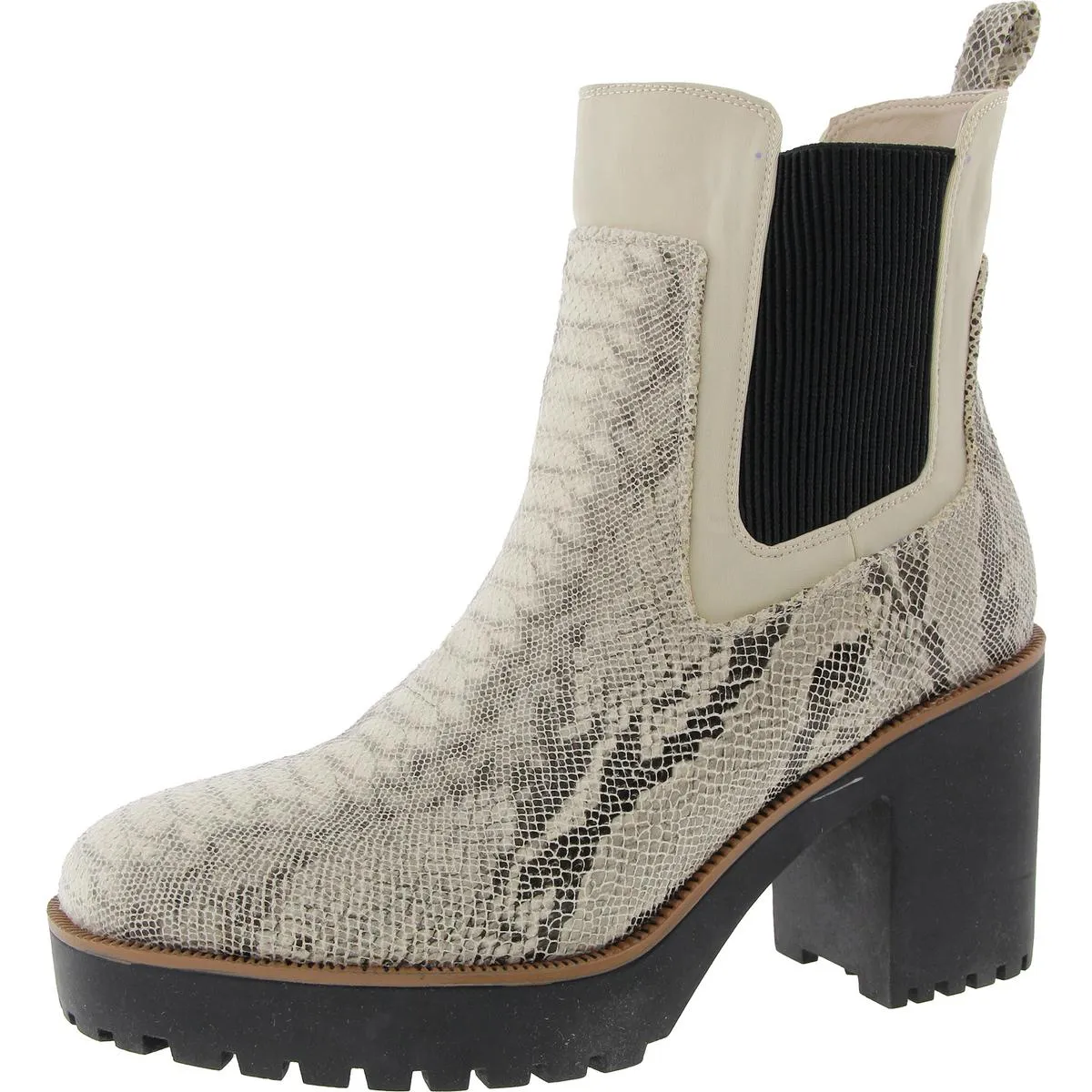 Womens Patent Block Heel Chelsea Boots