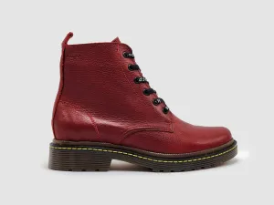 Women's Premium Leather Zip-Up Boots In Red
