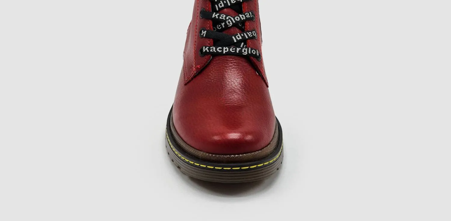 Women's Premium Leather Zip-Up Boots In Red