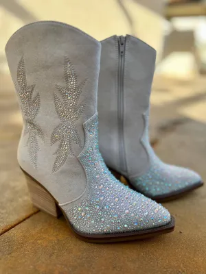 Women's Rhinestone Booties* In Lux Grey