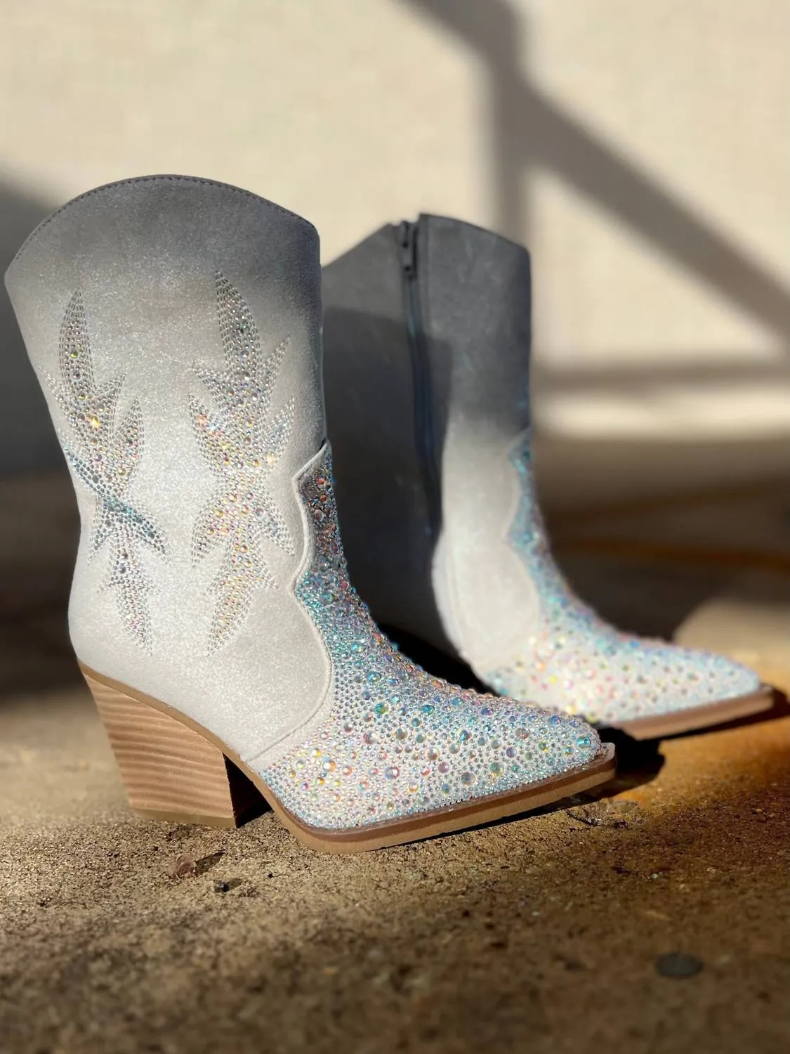 Women's Rhinestone Booties* In Lux Grey