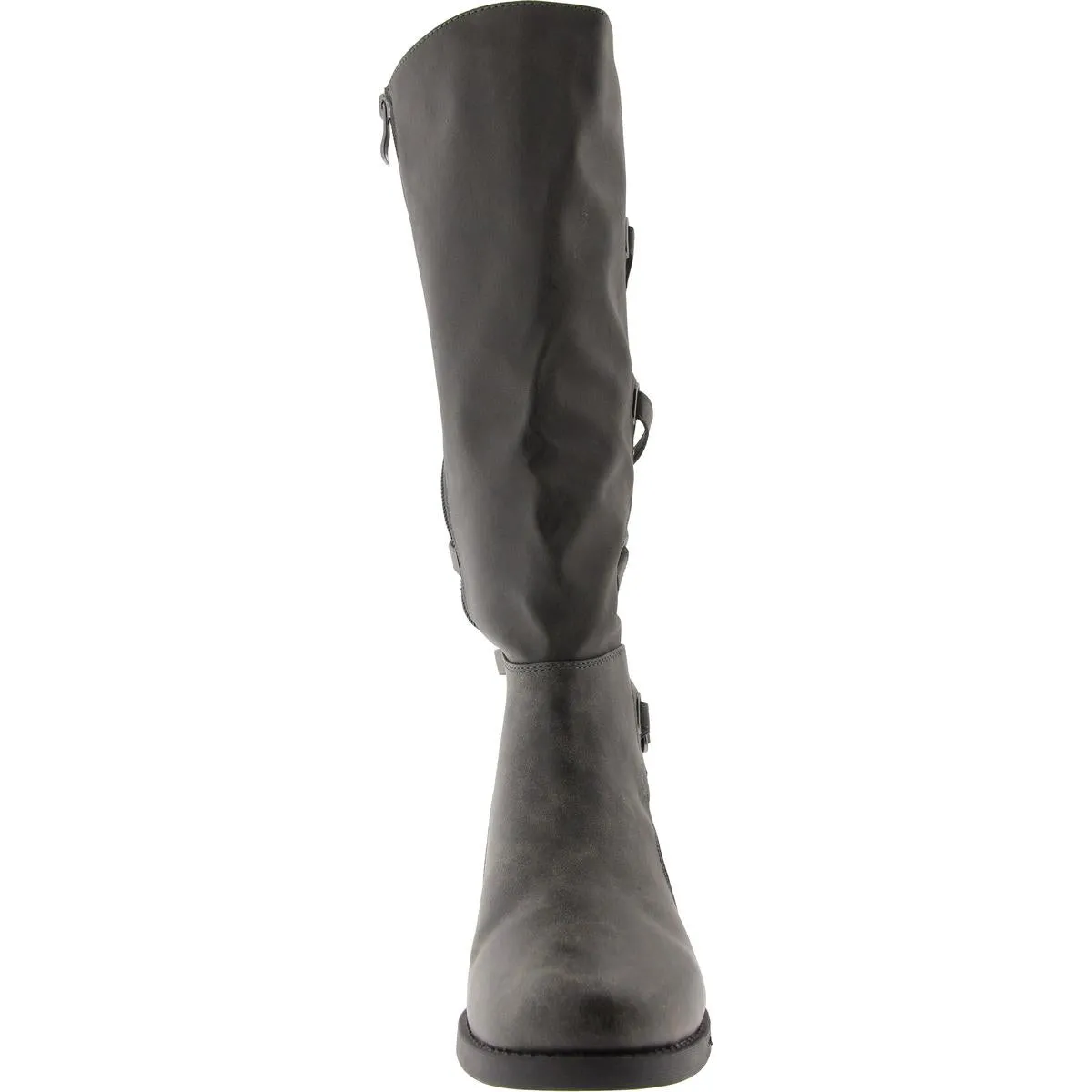 Womens Slip On Strappy Knee-High Boots