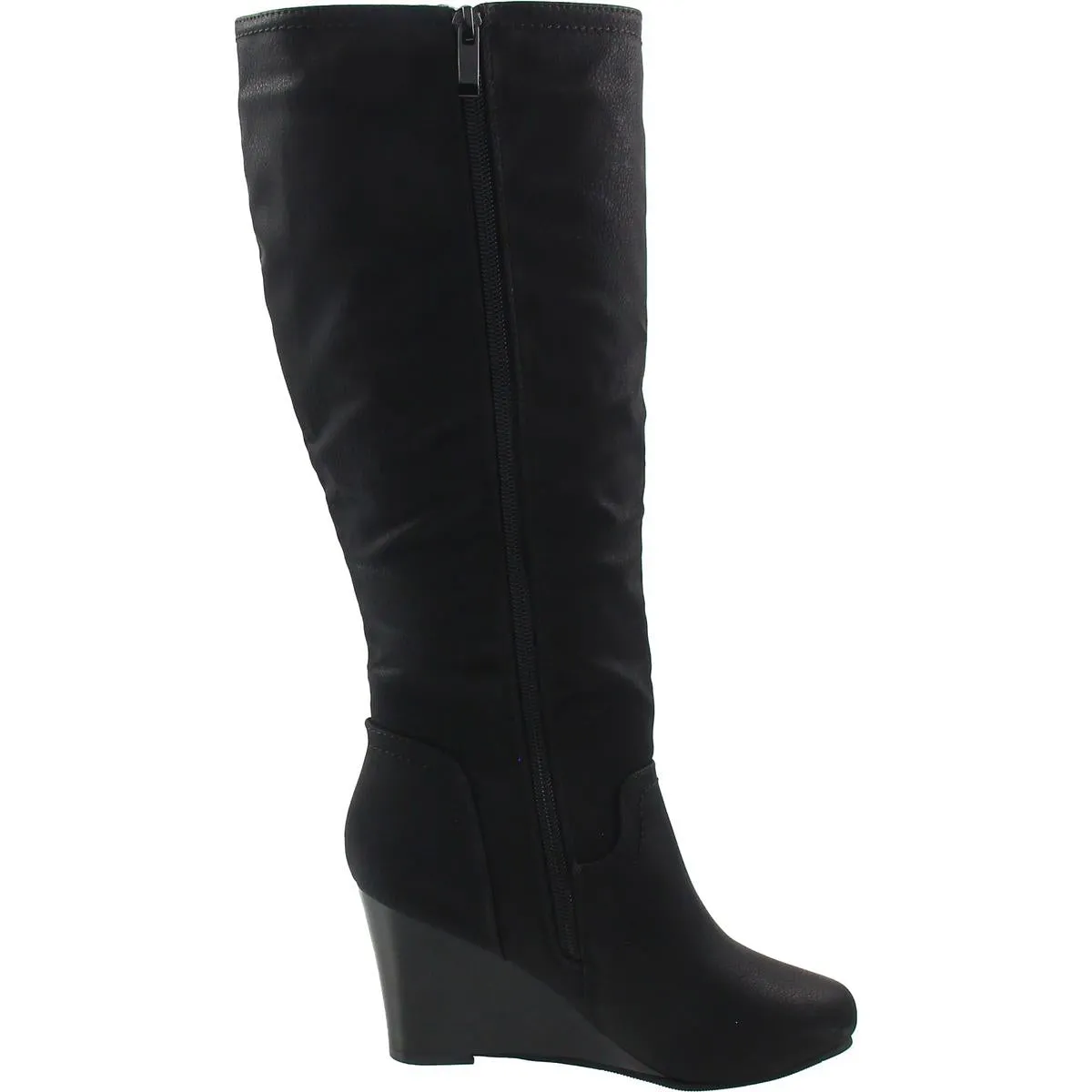 Womens Solid Faux Leather Knee-High Boots