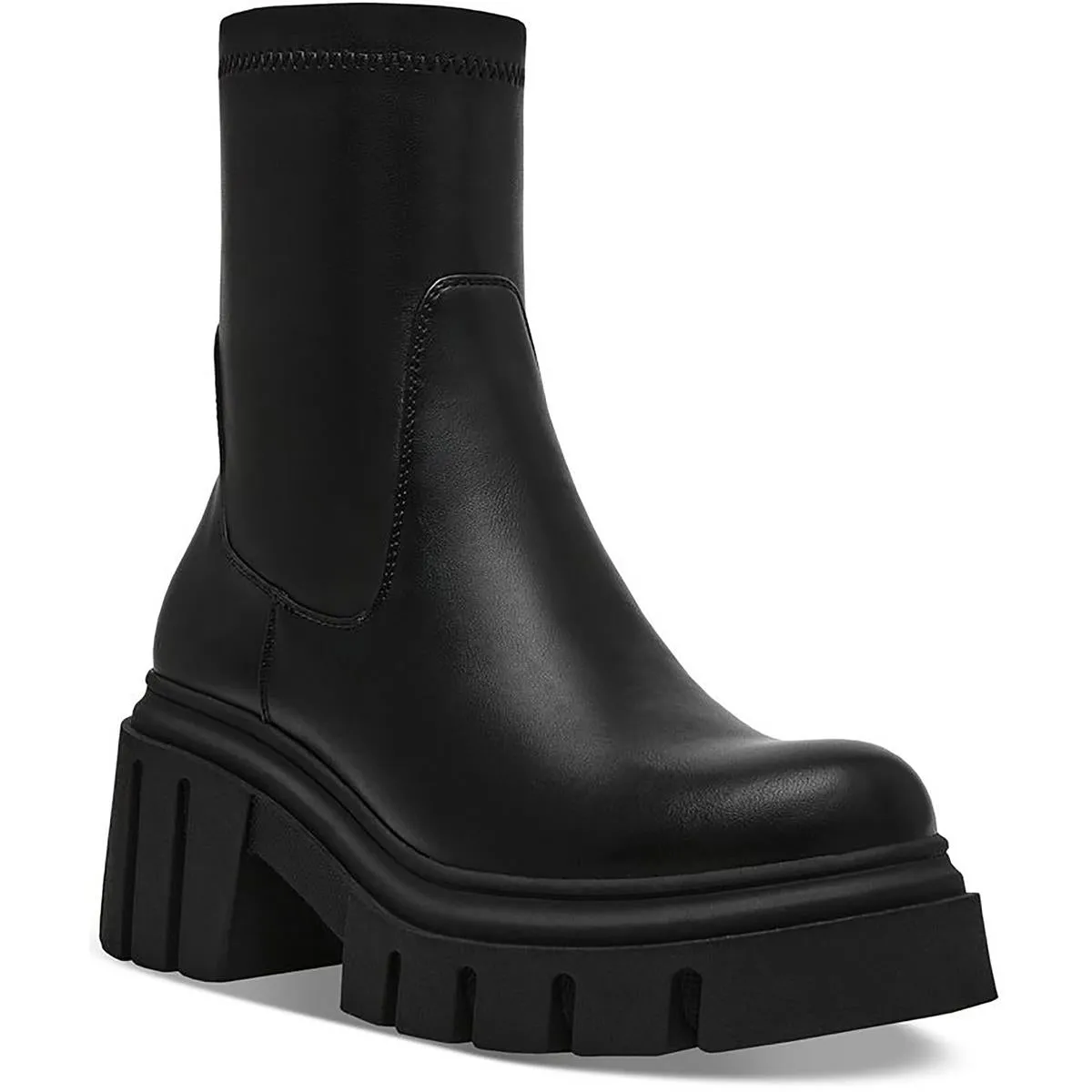 Womens Solid Faux Leather Motorcycle Boots