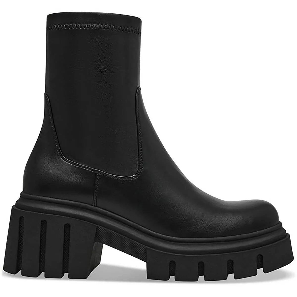 Womens Solid Faux Leather Motorcycle Boots