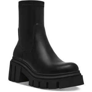 Womens Solid Faux Leather Motorcycle Boots