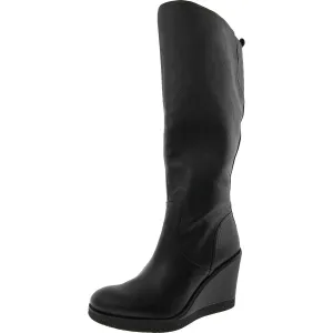 Womens Wide Calf Faux Leather Knee-High Boots