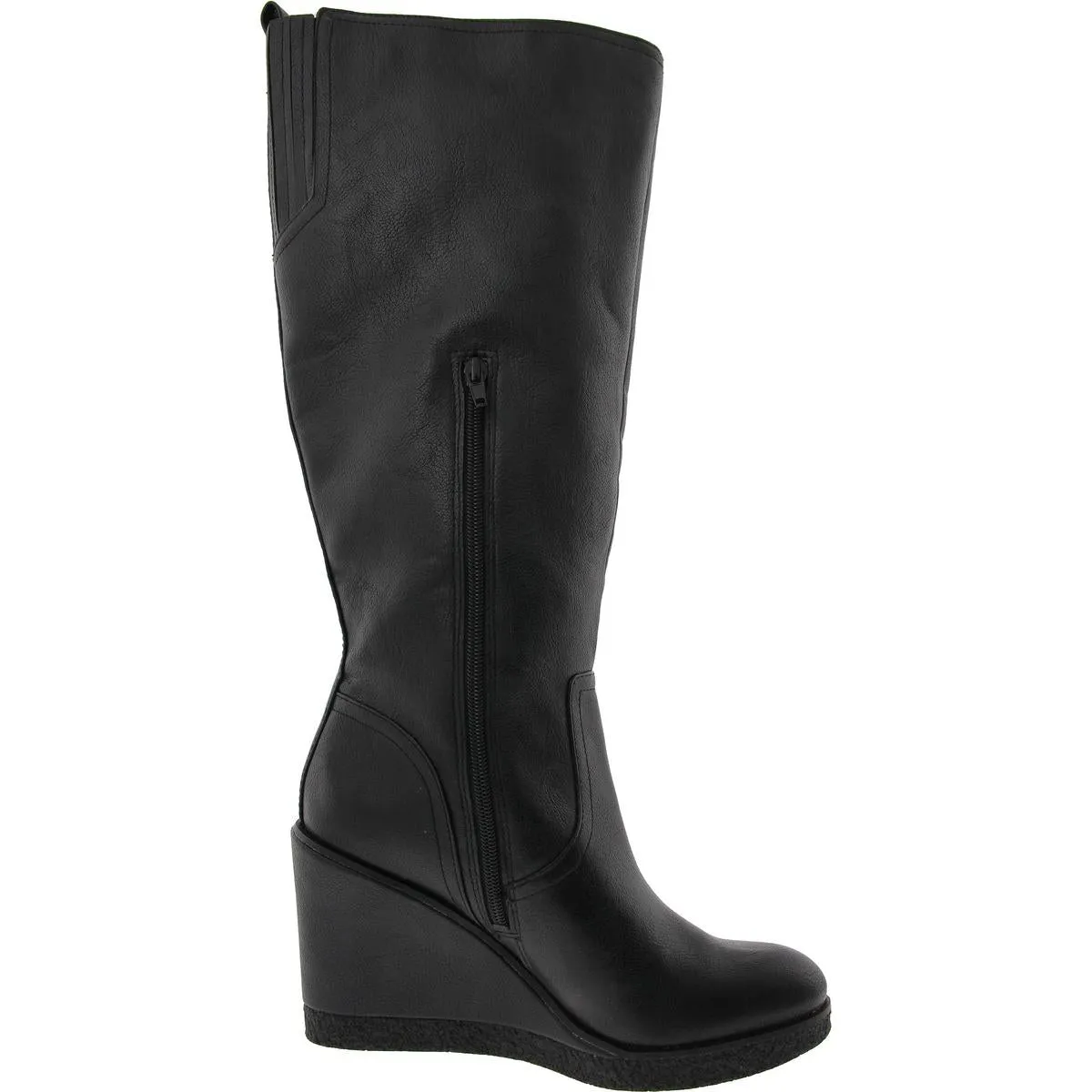 Womens Wide Calf Faux Leather Knee-High Boots