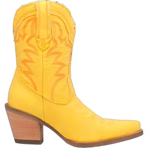 Women's Y'all Need Dolly 9" Denim Fashion Boot In Washed Lemon