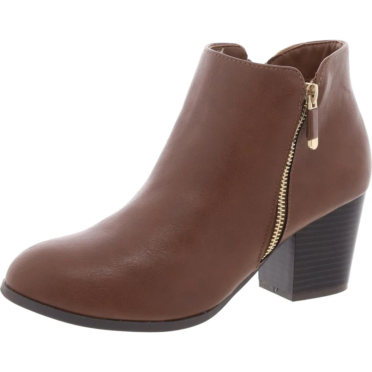 Womens Zipper Faux Leather Booties