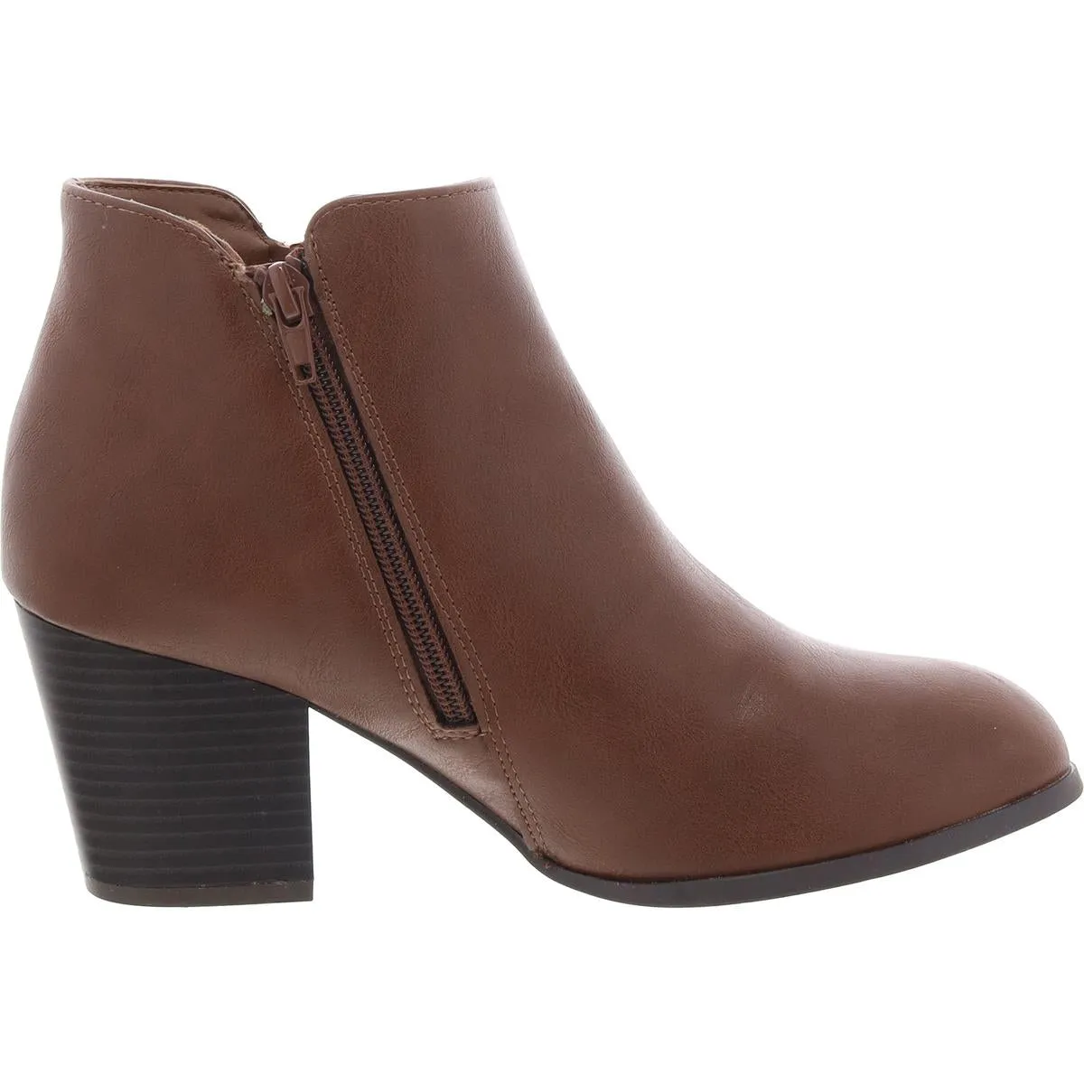 Womens Zipper Faux Leather Booties