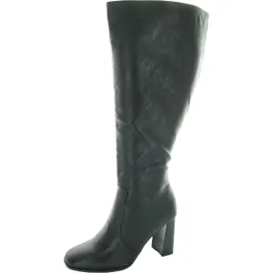 Womens Zipper Faux Leather Knee-High Boots