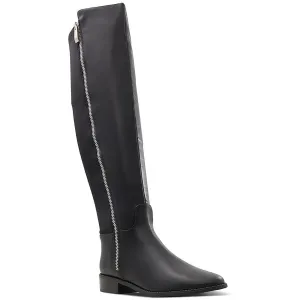 Womens Zipper Faux Leather Knee-High Boots