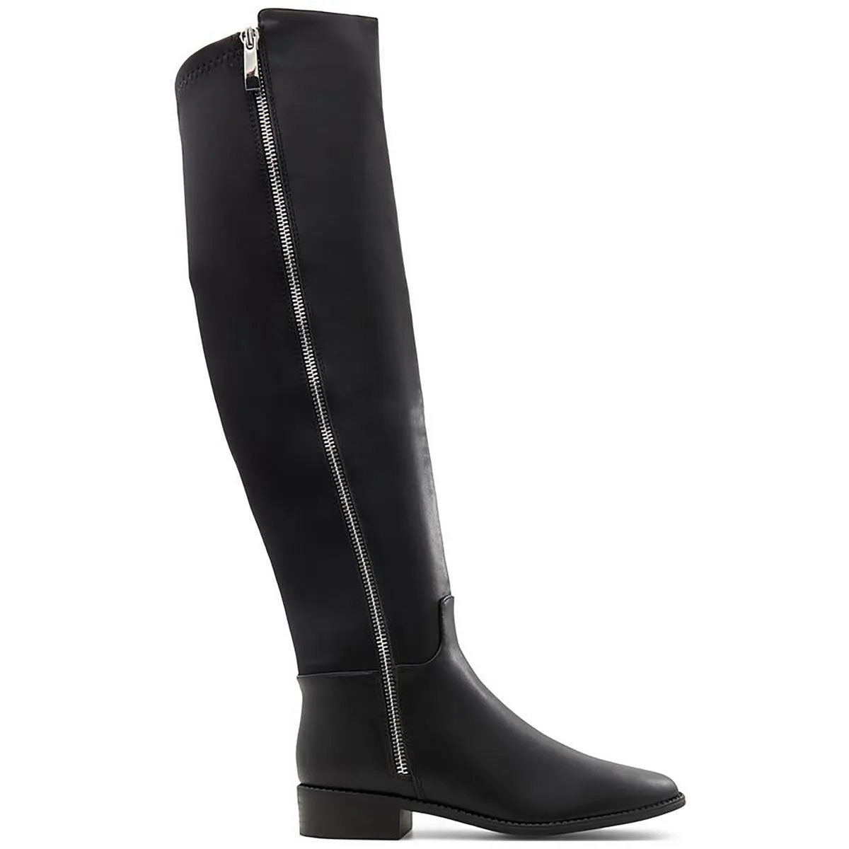 Womens Zipper Faux Leather Knee-High Boots