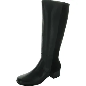 Womens Zipper Leather Knee-High Boots