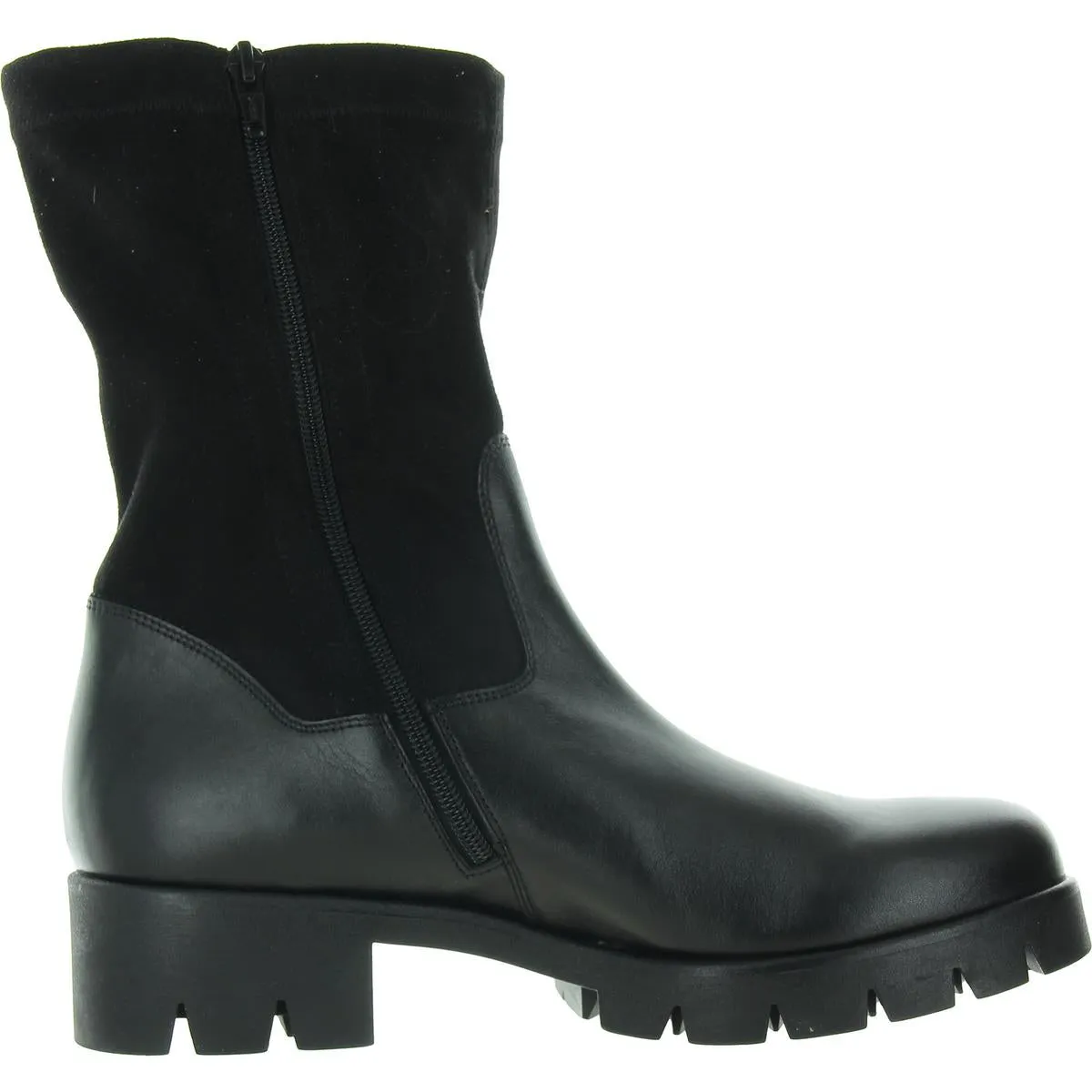 Womens Zipper Leather Mid-Calf Boots