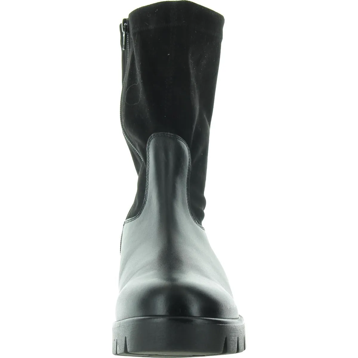 Womens Zipper Leather Mid-Calf Boots