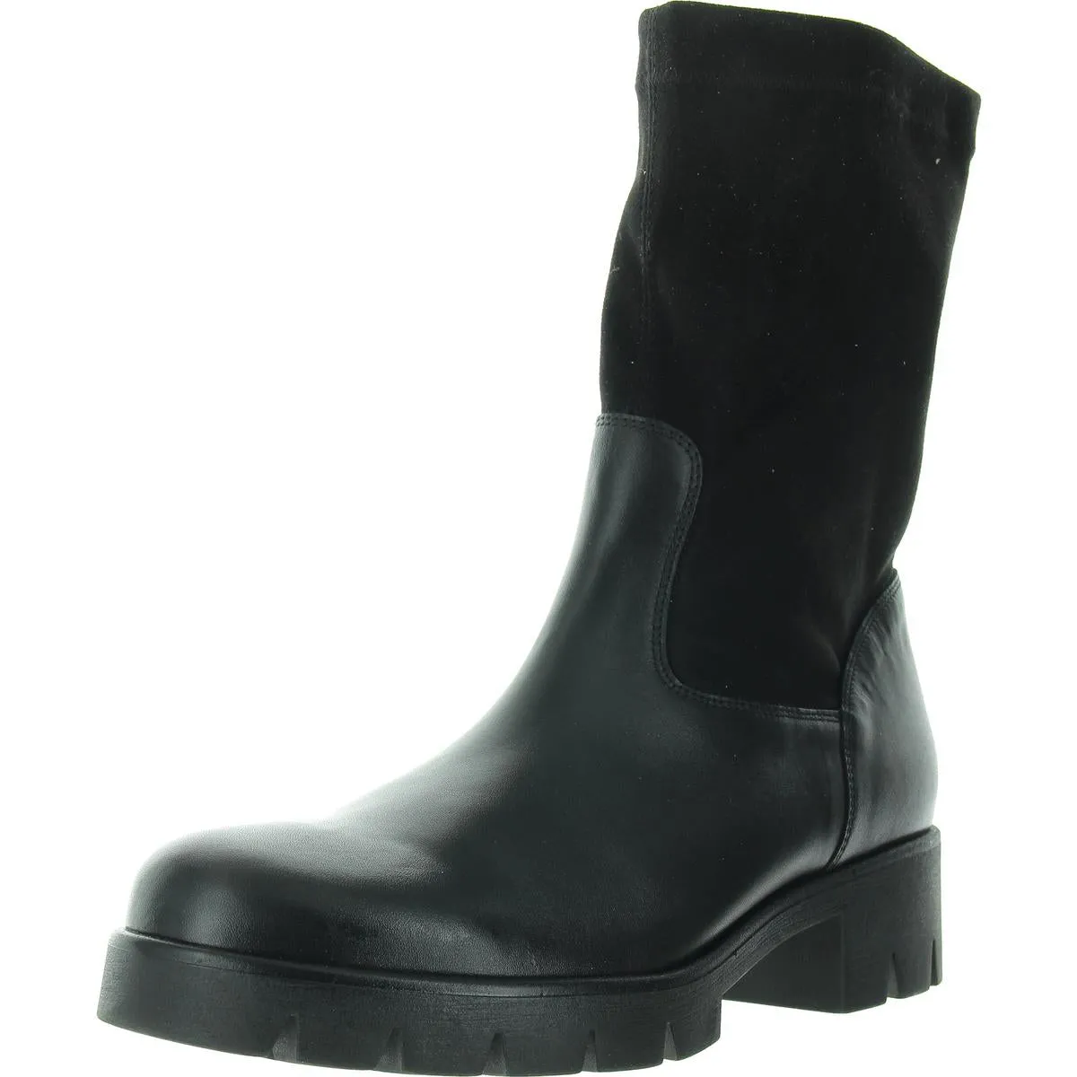 Womens Zipper Leather Mid-Calf Boots